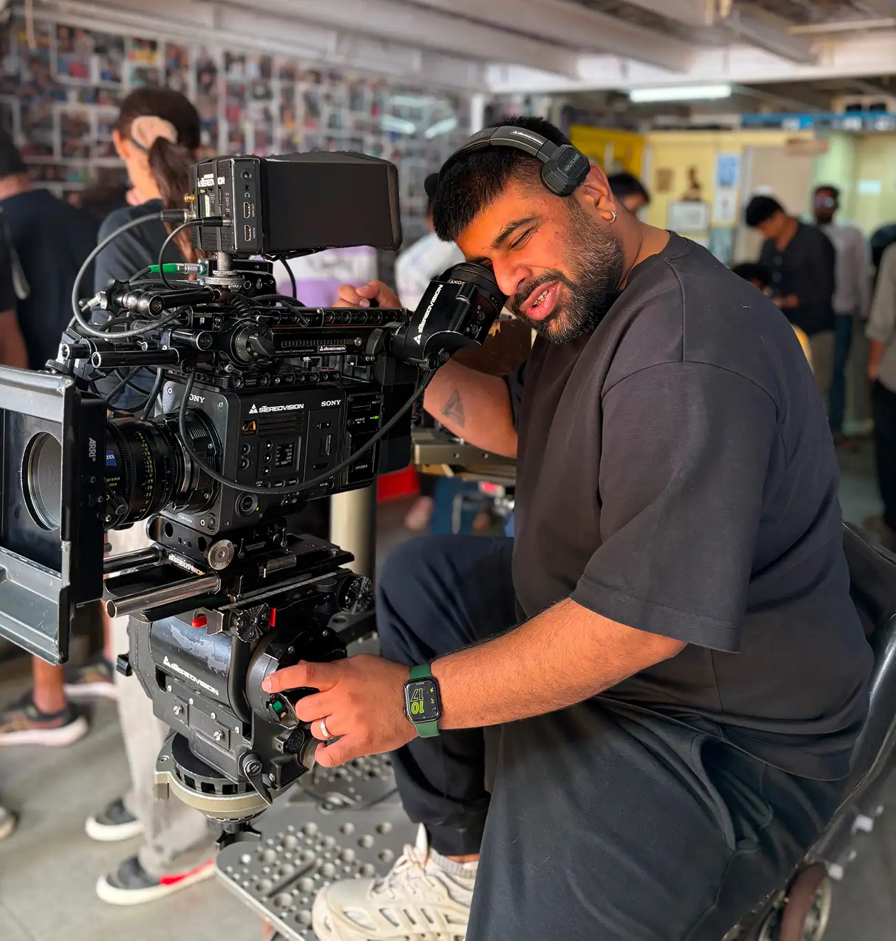 Devang Singh operating the camera on a commercial ad film set