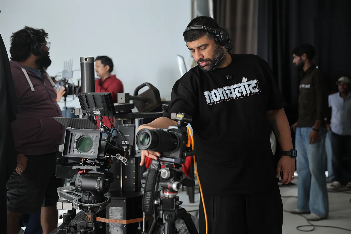 Devang Singh directing on a commercial ad film set